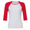 Baby rib ¾ sleeve contrast raglan t-shirt White/Red