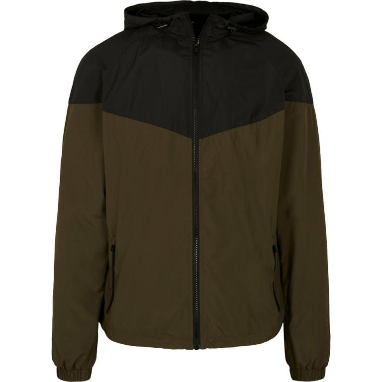 Two-tone tech windrunner jacket Dark Olive/Black