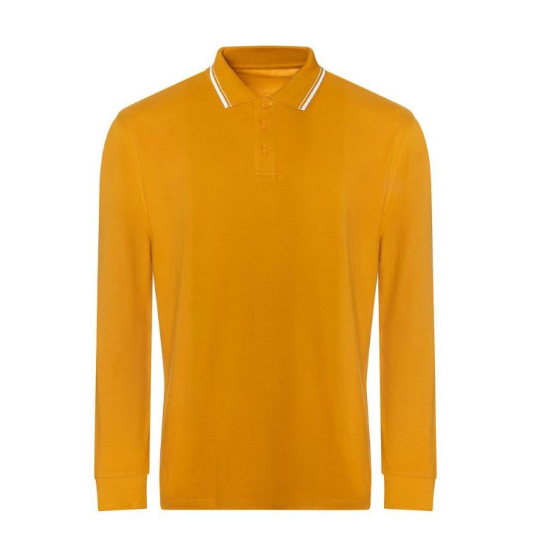 Long sleeve tipped 100 polo Mustard/White