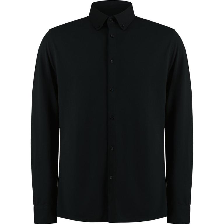 Long sleeve Superwash® 60° piqué shirt (tailored fit) Black