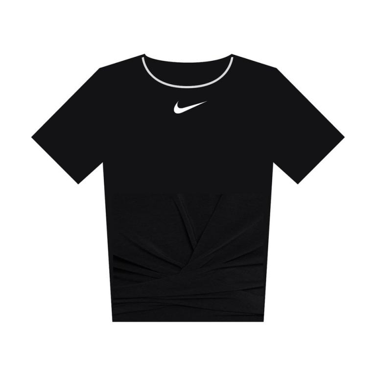 Women’s Nike One Luxe Dri-FIT short sleeve standard twist top Black/Reflective Silver