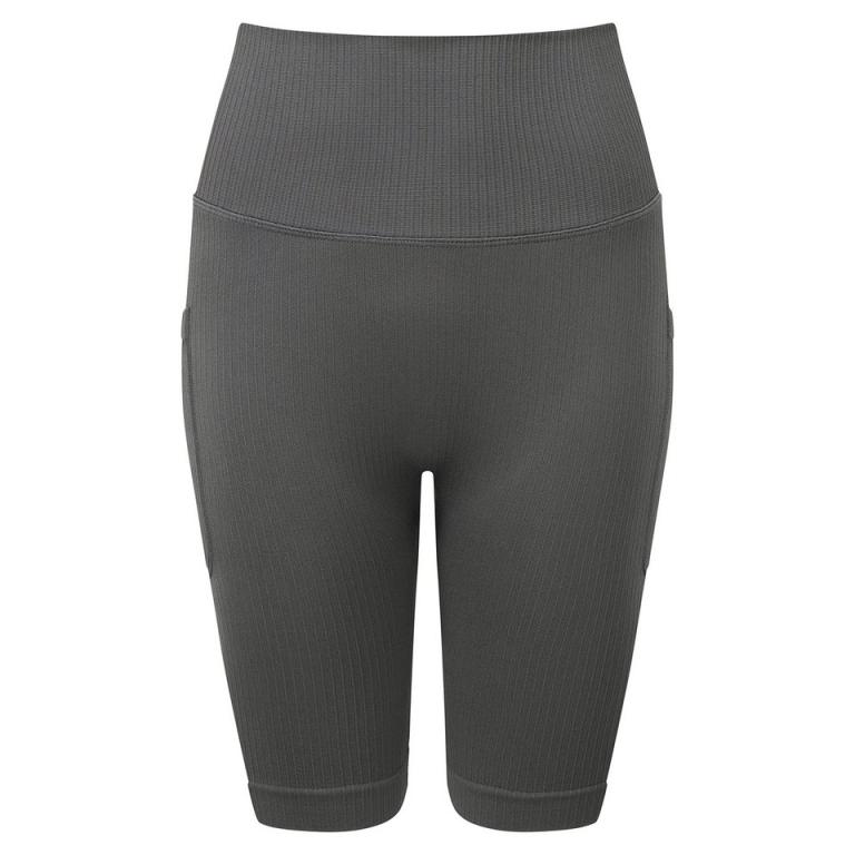Women’s TriDri® ribbed seamless '3D Fit' cycle shorts Charcoal