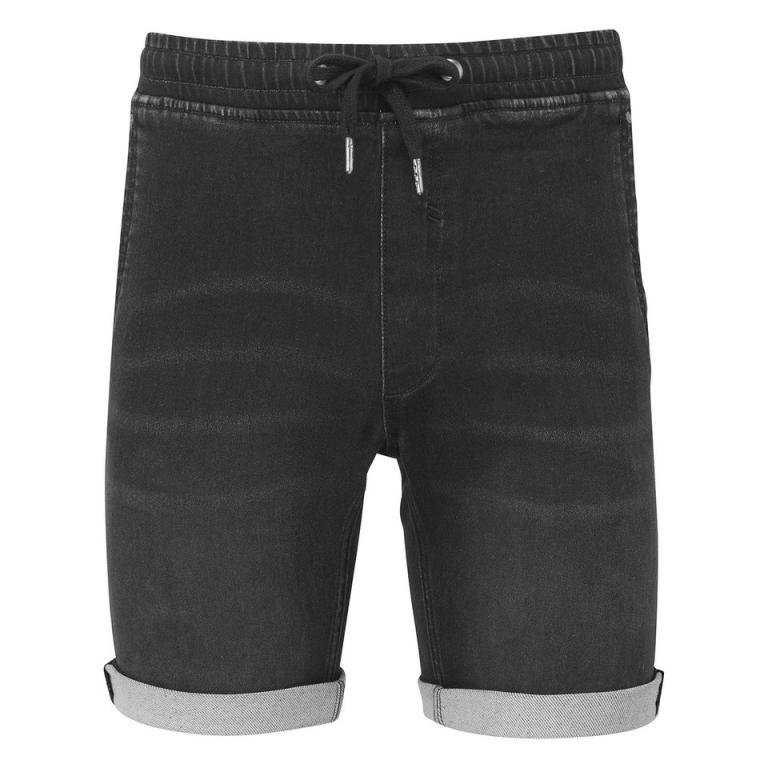 Men’s denim drawstring shorts Black