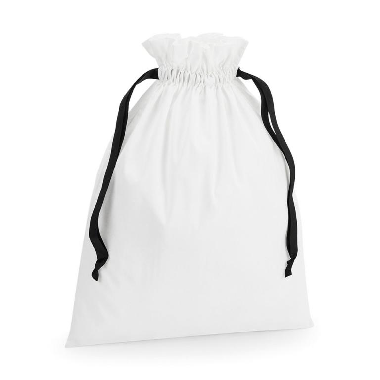 Cotton gift bag with ribbon drawstring Soft White/Black