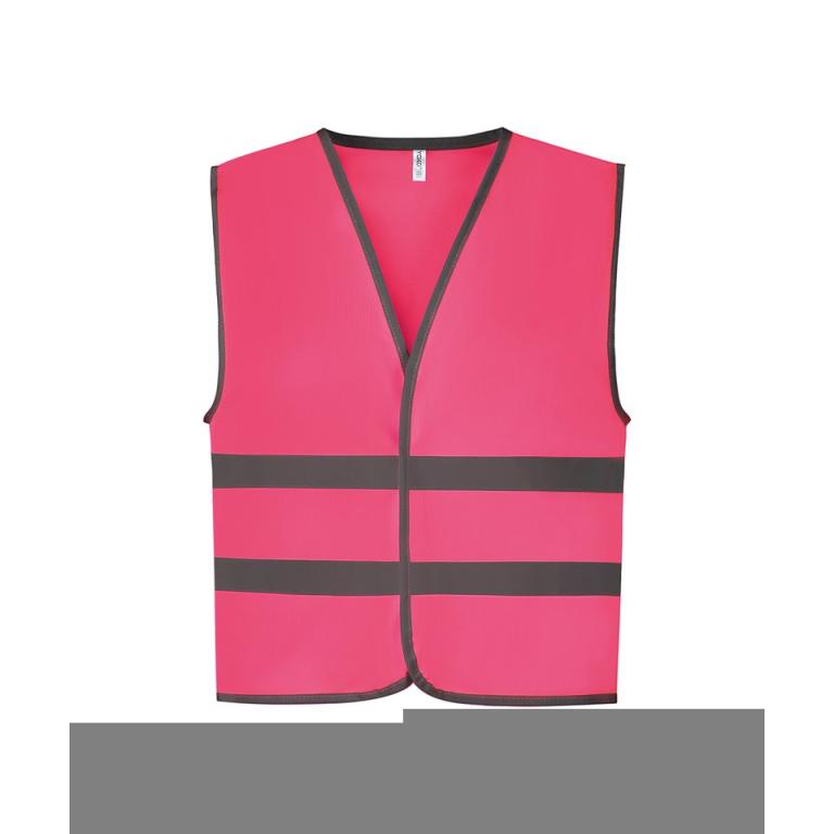 Hi-vis reflective border kids waistcoat (HVW102CH) Fluo Pink