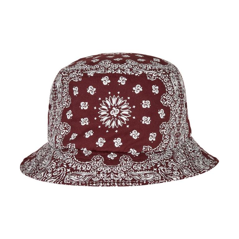 Bandana print bucket hat (5003BP) Cherry/White