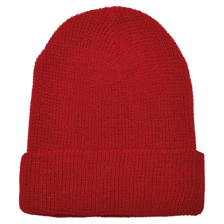 Recycled yarn waffle knit beanie (1505RY) Red