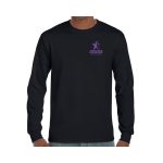 CAST Theatre Company CREW Long Sleeve Adult T-Shirt (Black with Purple Logos) - s